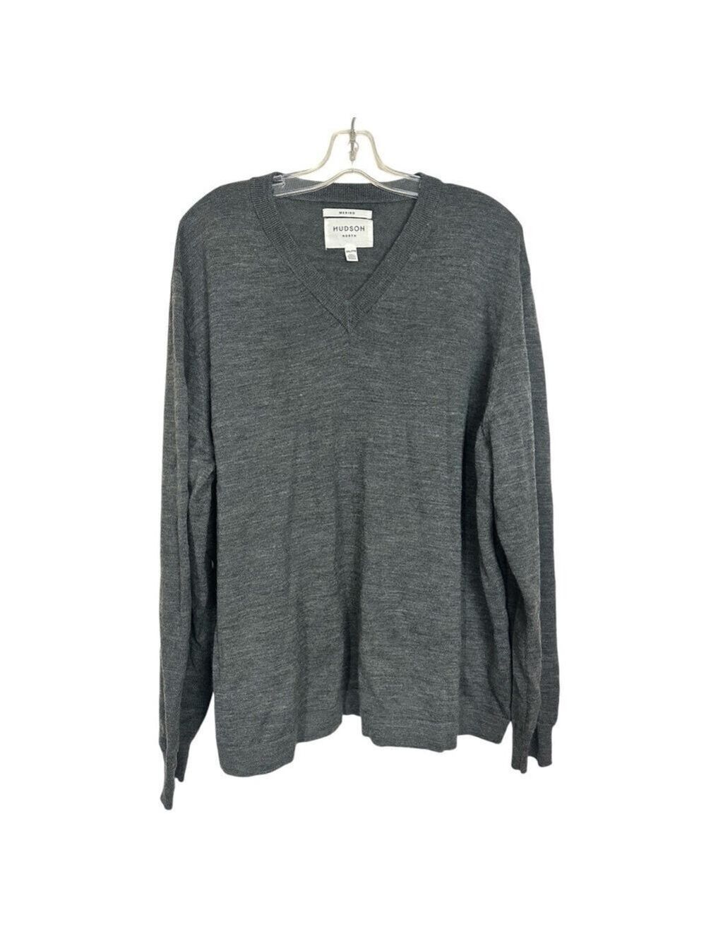 Hudson North 100% Merino Fine Wool V-Neck Knit Pullover Sweater